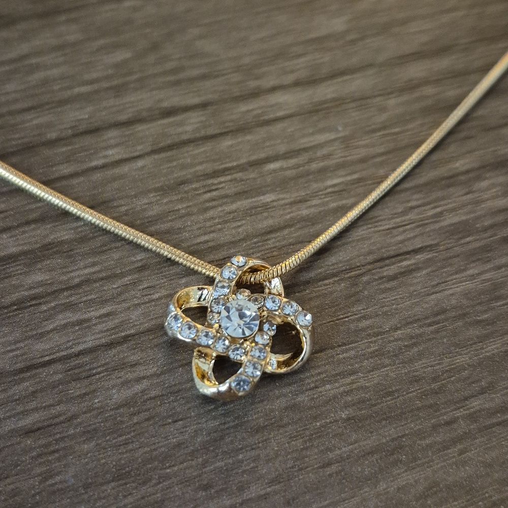💥3/$55💥 Gold-Plated  Knot Pendant Necklace Infinity Crystal Rhinestone Charm